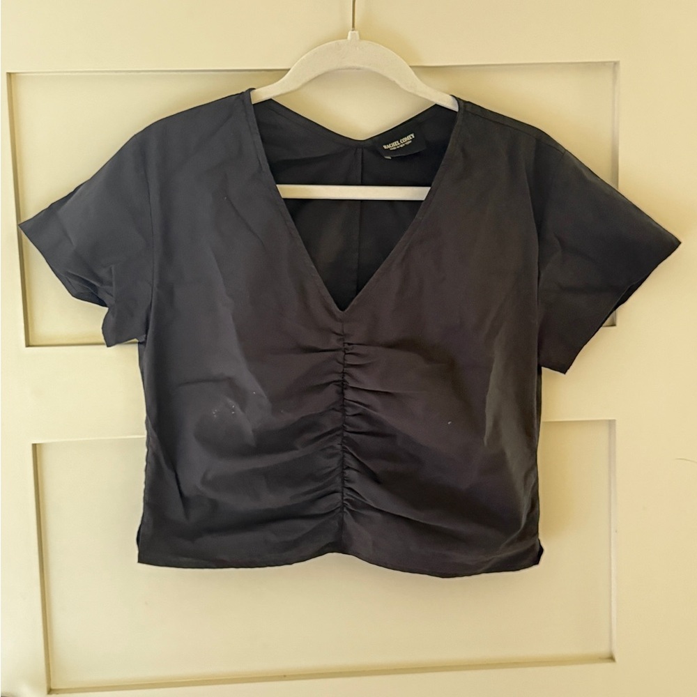 Rachel Comey Black Ruched V-Neck Top